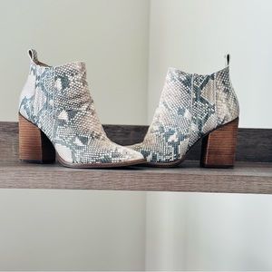 Vince Camuto - Gabeena ankle boots, western style, faux snakeskin.